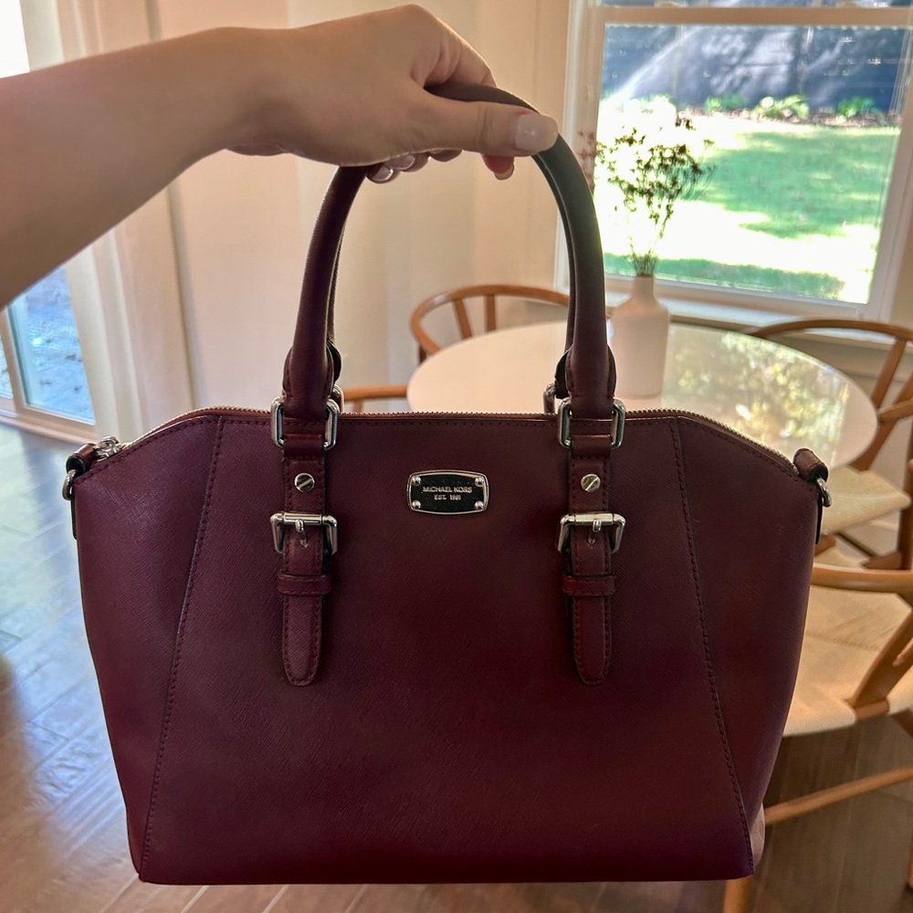 Michael Kors Large Satchel in Merlot color